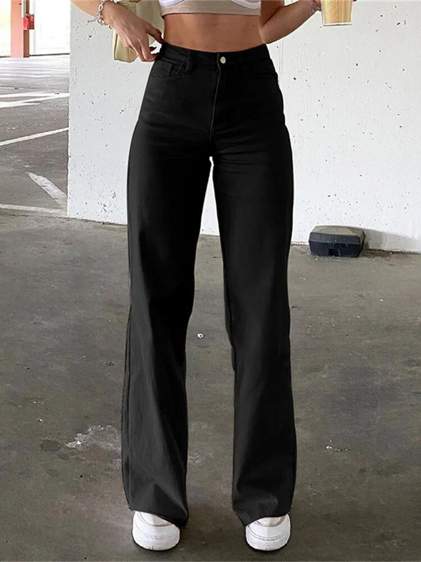 JAUNI Brūni džinsi Modes Y2K sieviešu bikses ar augstu vidukli, izstieptas, platas sieviešu bikses, ikdienas komforta džinsa auduma bikses, mazgātas džinsu bikses