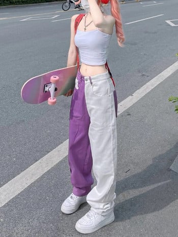 ADAgirl Y2k Baggy Jeans Дамски хип-хоп Streetwear Винтидж прави лилави дънкови панталони с висока талия Harajuku Широки панталони Mujer