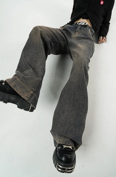 Harajuku džinsai aukštu juosmeniu Gatvės apranga Baggy Jeans Hip-hop Moteriškos kelnės rudens žiemos tiesios plačios kojos džinsai 2023 m.