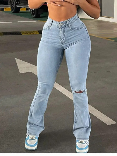 Uzliesmojoši elastīgi džinsi ar augstu vidukli, brīvi ērti, saplēsti džinsi sieviešu bikses 2022. gada seksīgas modes puiša džinsa zīmuļa bikšu bikses