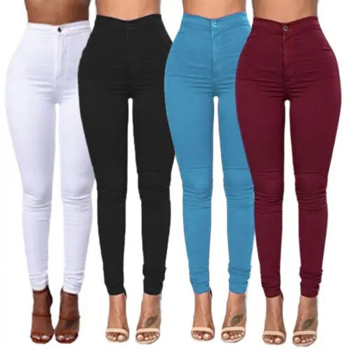Hot Women Pencil Stretch Slim Denim Skinny Jeans Pants High Waist Jeans Bikses /