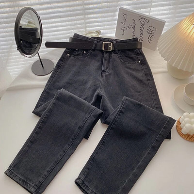 Vienkāršas pamata bikses ar augstu vidukli, taisnas sieviešu bikses pavasara rudens brīvs ielas apģērbs sieviešu bikses korejiešu ikdienas sieviešu džinsi līdz potītēm