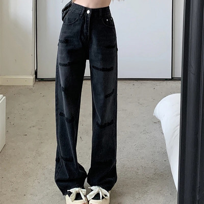 Tiesūs džinsai aukštu liemeniu, skirti Y2k moterims, vasarinė korėjietiška „Dongdaemun“ 2023 m. „Femme“ kelnės, mėlynos džinsinės kelnės, vintažinės