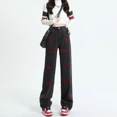 Tiesūs džinsai aukštu liemeniu, skirti Y2k moterims, vasarinė korėjietiška „Dongdaemun“ 2023 m. „Femme“ kelnės, mėlynos džinsinės kelnės, vintažinės