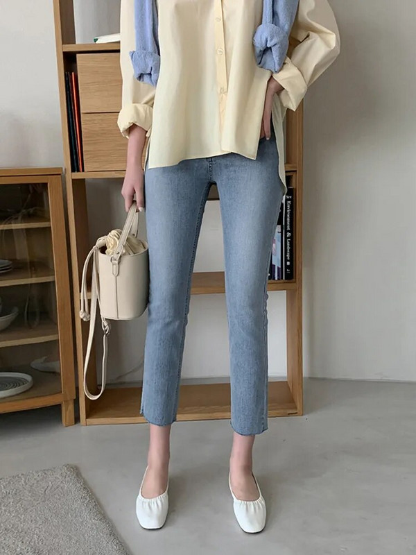 Gaiši zili džinsi sieviešu taisni kāju elastīgi eleganti draugu bikses džinsu ielu apģērbi sievietēm sieviešu kravas bikses jauna mode 2023