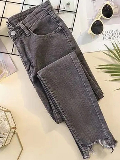 Vintage ar augstu vidukli liela izmēra džinsi ar garumu potītēm korejiešu modes šauri zīmulis džinsa bikses, izstieptas Vaqueros 2023 bikses