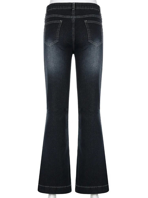 Rapcopter y2k Flare džinsi Vintage ar zemu jostasvietu, jaukas bikses, estētiskas ielas apģērbs ikdienas kravas bikses sievietēm korejiešu nomākts džins