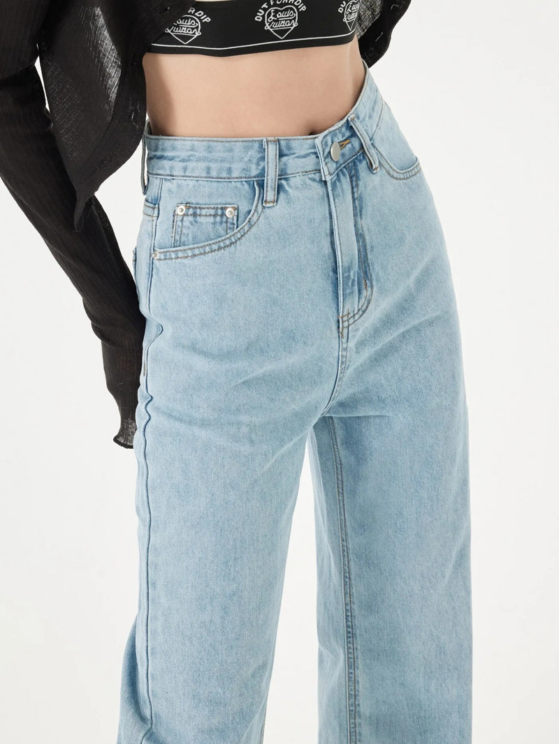 ZHISILAO új, széles szárú, egyenes farmernadrág, női klasszikus retro barát pamut teljes hosszúságú farmer nadrág 2023 utcai viselet