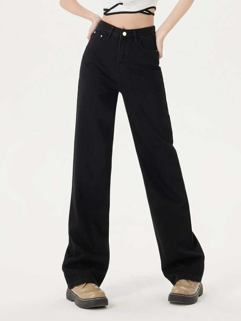 ZHISILAO új, széles szárú, egyenes farmernadrág, női klasszikus retro barát pamut teljes hosszúságú farmer nadrág 2023 utcai viselet