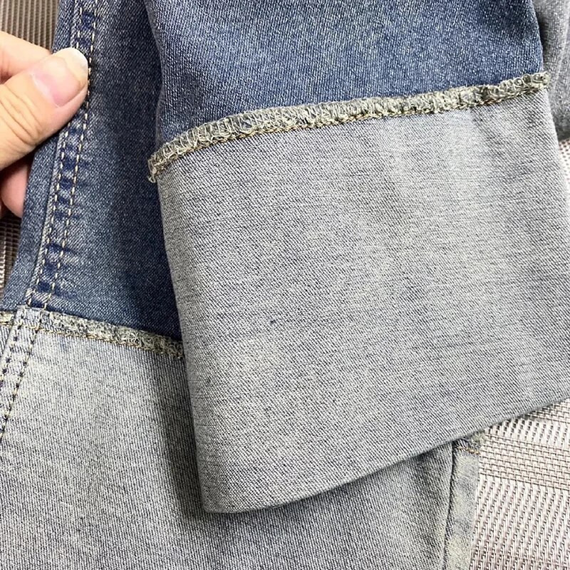 Vintage S-6xl Augstas jostasvietas izšūšana Krāsa Taisnas Bikses Sieviešu korejiešu Modes Brīvs Ielu apģērbs Džinsu Bikses Ikdienas sieviešu Bikses