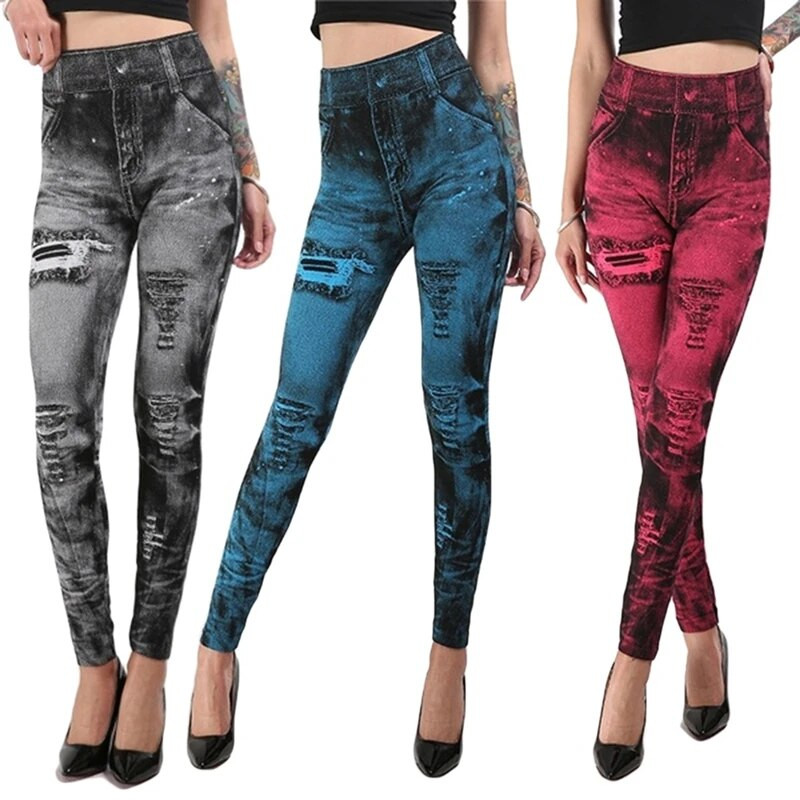Naiste imitatsioonid Distressed Denim Teksad Säärised Kõrge vöökohaga püksid Fitness Slim Legg Mujer 2022 Sport Push Up säärised naistele