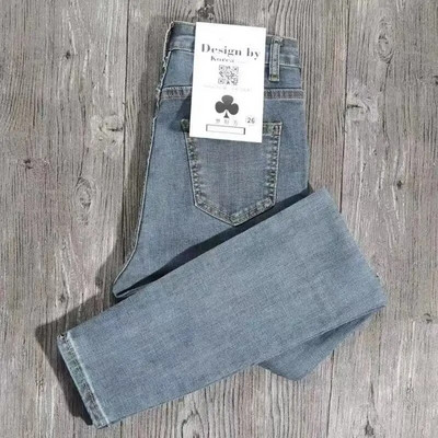 Jauni sieviešu džinsi, 2021. gada rudens elastīgās zīmuļa bikses ar augstu vidukli. Sieviešu cieši pieguļoši apģērbi, ikdienas šauri džinsu bikses sievietēm