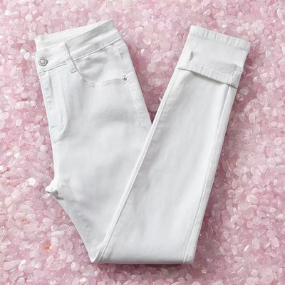 Jauni sieviešu džinsi, 2021. gada rudens elastīgās zīmuļa bikses ar augstu vidukli. Sieviešu cieši pieguļoši apģērbi, ikdienas šauri džinsu bikses sievietēm