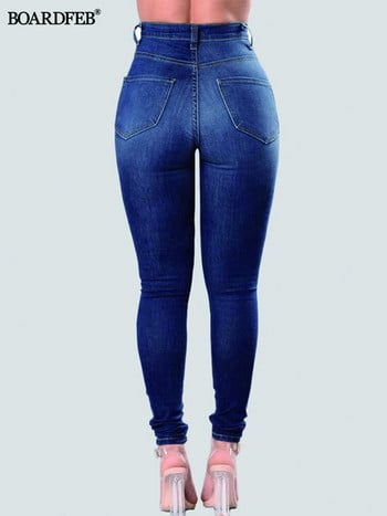 Γυναικεία τζιν ψηλόμεσο Stretch Skinny Slim Fit Female Pencil Παντελόνι Y2K Destroyed Denim Παντελόνι Γυναικείο Παντελόνι με τρύπα