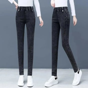 Ψηλόμεσο Skinny Pencil Jeans Femme Κορεατικά Stretch Vaqueros Casual Streetwear Slim τζιν παντελόνι με κουμπί Pantalones Vintage Jeansy