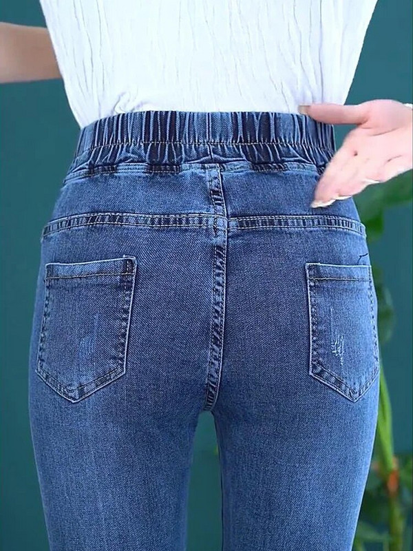 Augstas jostasvietas šauri zīmuļu džinsi Sieviešu korejiešu Stretch Vaqueros ikdienas ielas apģērbi Slim džinsa bikses poga Pantalones vintage džinsi