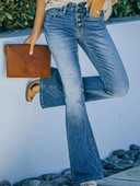 Slim Fit Slim Bootstrap vairāku pogu mazgāti džinsi