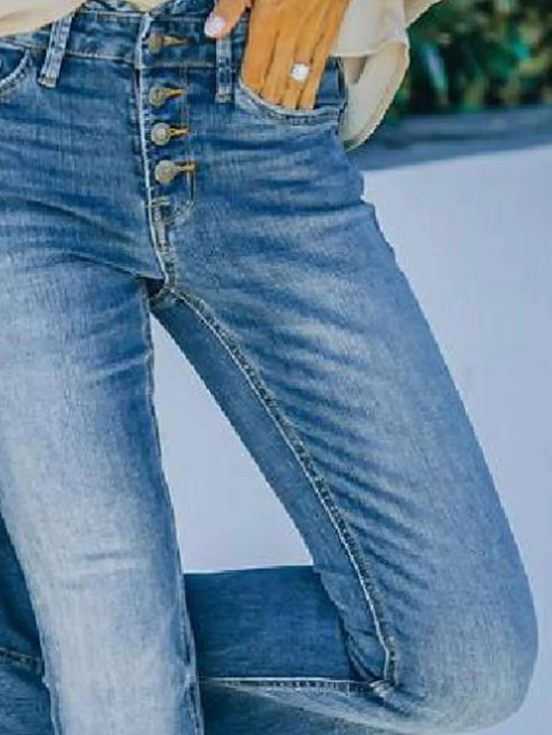 Slim Fit Slim Bootstrap vairāku pogu mazgāti džinsi