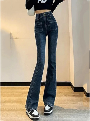 Skinny ψηλόμεσο τζιν παντελόνι Flare 2023 Γυναικείο New Vintage Stretch Vaqueros Pantalones Κορεάτικο casual τζιν με καμπάνα