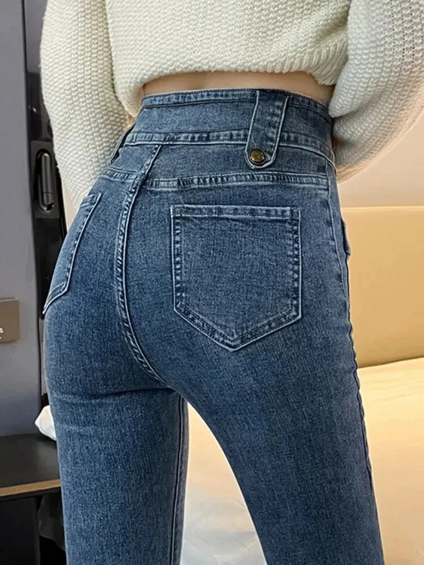 Šauri, džinsi ar augstu vidukli, 2023. gada sieviešu bikses, jaunas vintage elastīgas bikses Vaqueros Pantalones korejiešu ikdienišķa džinsa apakšdaļa