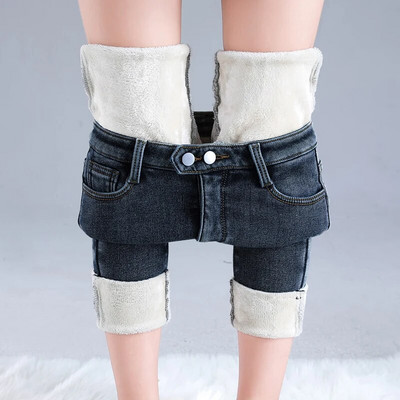 Sieviešu ziemas silti samta džinsi Elastīgi ikdienas dāmu mīksti termiski legingi bikses sieviešu pantalon džinsu bikses plīša Y2K džinsi