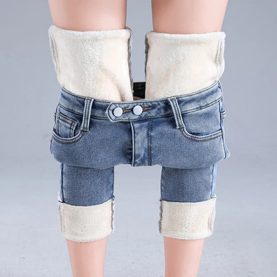 Sieviešu ziemas silti samta džinsi Elastīgi ikdienas dāmu mīksti termiski legingi bikses sieviešu pantalon džinsu bikses plīša Y2K džinsi