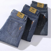 2023. gada klasiska stila vīriešu džinsi, klasiski zili modes gadījuma rakstura elastīgi džinsu bikses, vīriešu zīmola apģērbi