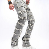 2023-as új férfi toldott hip-hop vékony, egyenes farmernadrág nadrág utcai viselet férfi pamut tömör motoros kocogó farmer nadrág