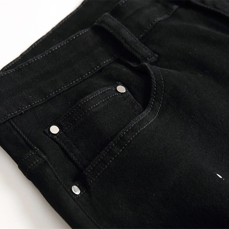 Black Jeans 2023 jaunas vīriešu krāsotas zīmuļu bikses līdz viduklim, elastīgas ikdienas bikses