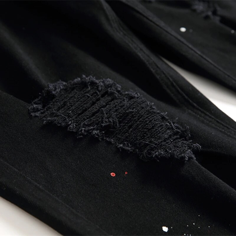 Black Jeans 2023 jaunas vīriešu krāsotas zīmuļu bikses līdz viduklim, elastīgas ikdienas bikses