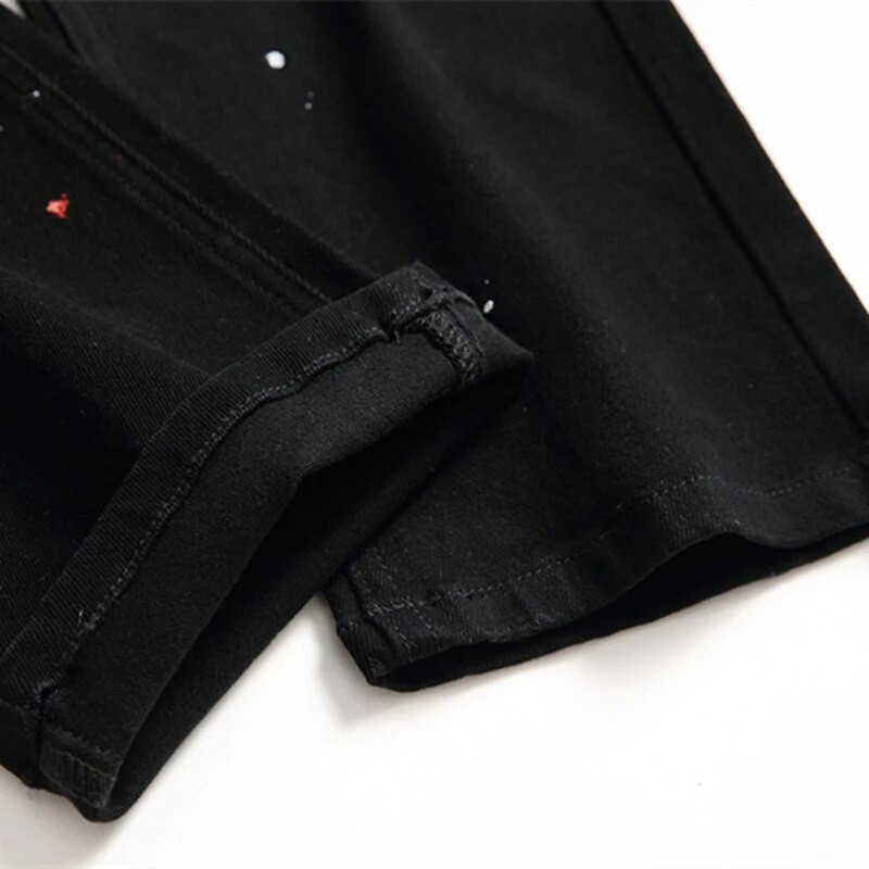 Black Jeans 2023 jaunas vīriešu krāsotas zīmuļu bikses līdz viduklim, elastīgas ikdienas bikses