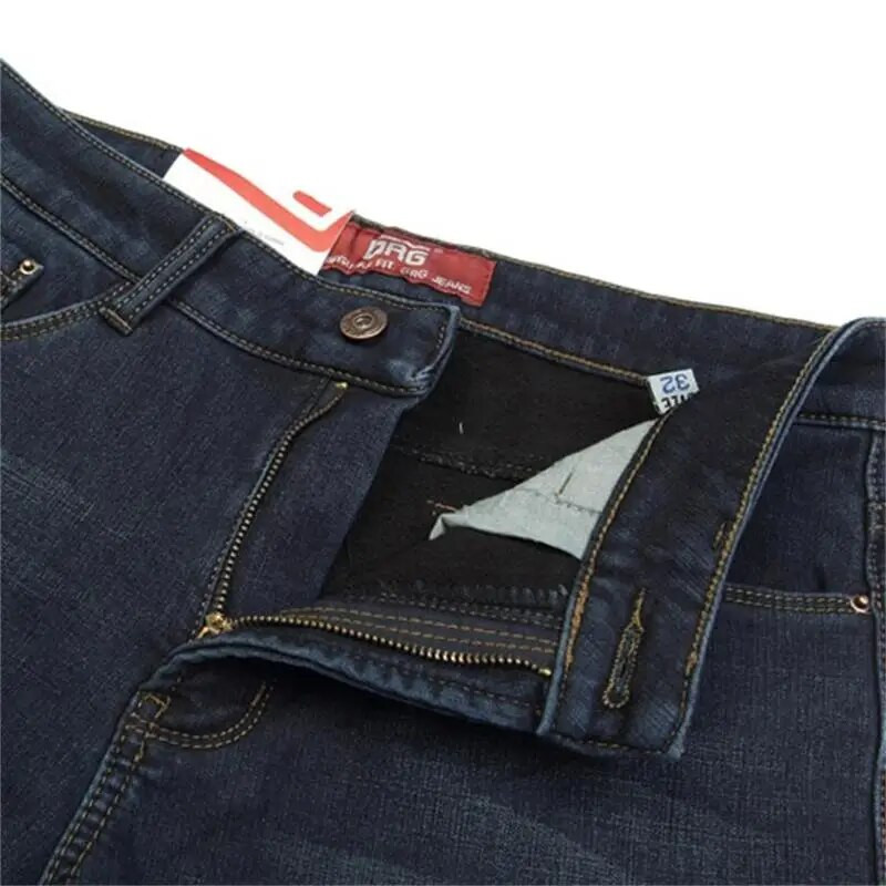Nemokamas pristatymas 2022 m. Aukštos kokybės vyriškos žieminės sliekinės vilnos mėlynos spalvos džinsai Verslo laisvalaikio platėjančios kelnės vidurio juosmens aksominės kelnės