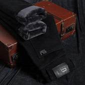 2022. g. jauns biznesa modes elastīgs vīriešu ziemas silts flīss, melns džinss, regulāra piegriezuma džinsa biezas bikses vīriešu zīmola bikses