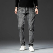 Suitsuhall kevadsügis uued meeste tavalised venivad teksad vabaaja sirge moe vintage kottis meeste brändi teksapüksid