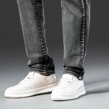 Smoke Grey Άνοιξη Φθινόπωρο Νέα Ανδρικά κανονικά Stretch Jeans Casual Straight Μόδα Vintage φαρδύ ανδρικό μάρκα τζιν παντελόνι