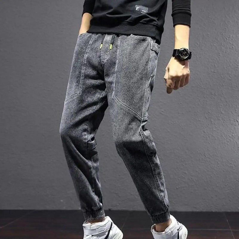 Rudeninės kuprinės vyriškos kelnės, mados, raidės, raišteliai Džinsai Harajuku kelnės „Jogger“ elastinės juosmens kelnės Vyriškos apatinės kelnės