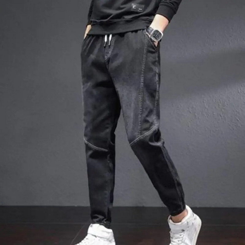 Rudeninės kuprinės vyriškos kelnės, mados, raidės, raišteliai Džinsai Harajuku kelnės „Jogger“ elastinės juosmens kelnės Vyriškos apatinės kelnės