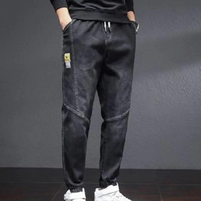 Rudeninės kuprinės vyriškos kelnės, mados, raidės, raišteliai Džinsai Harajuku kelnės „Jogger“ elastinės juosmens kelnės Vyriškos apatinės kelnės