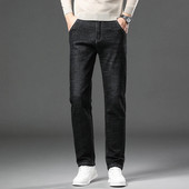 Vyriškos mados Kasdieniai džinsai Klasikiniai Verslo Tiesi Elastingi Džinsinės Kelnės Pavasario Rudens Verslo Malūnas Baltas Vyriškas