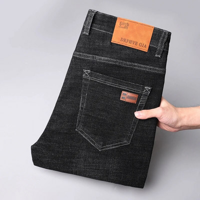 Vyriškos mados Kasdieniai džinsai Klasikiniai Verslo Tiesi Elastingi Džinsinės Kelnės Pavasario Rudens Verslo Malūnas Baltas Vyriškas