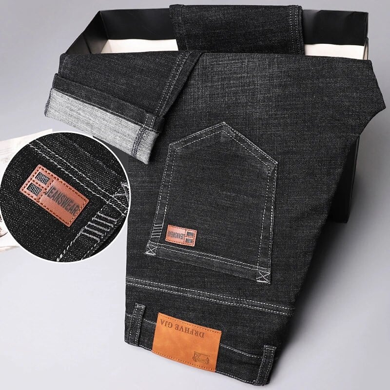 Vyriškos mados Kasdieniai džinsai Klasikiniai Verslo Tiesi Elastingi Džinsinės Kelnės Pavasario Rudens Verslo Malūnas Baltas Vyriškas