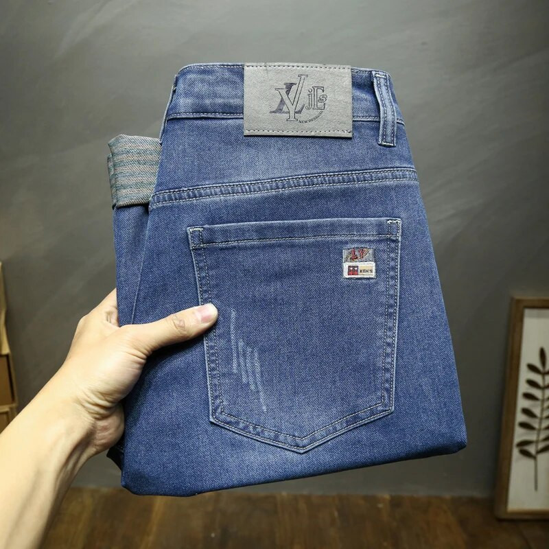 Καλής ποιότητας Μαύρο γκρι μπλε Skinny τζιν Ανδρικά Άνοιξη Καλοκαίρι Λεπτή Εφαρμογή Τζιν Τζιν Ανδρικό Βαμβακερό Stretch Τζιν Παντελόνι Cowboy 2301