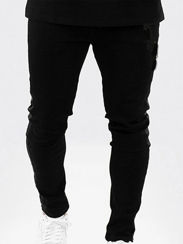 Motociklo Stretch Vyriški džinsai Pavasario ir Rudens Klubo Aukštos kokybės Džinsai Klasikiniai Vienspalviai Kasdieniai Nešiojami Mažos Kelnės