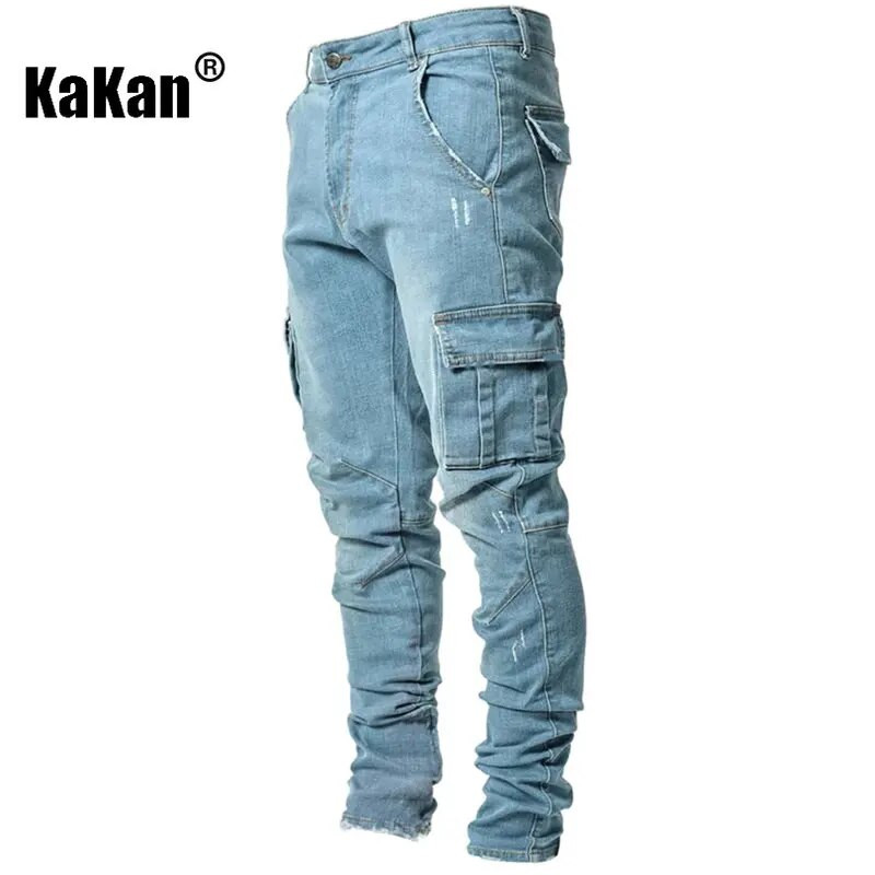Kakan — augstas klases, elastīgi, daudzkabatu džinsi, jauni šauri džinsi K016-MGD8 Eiropā un Amerikā