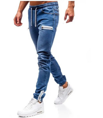 Ανδρικό τζιν παντελόνι Τζιν φερμουάρ Ανδρικό παντελόνι με ελαστική μανσέτα Casual τζιν Τζιν Τζιν παντελόνι Jogger στενό