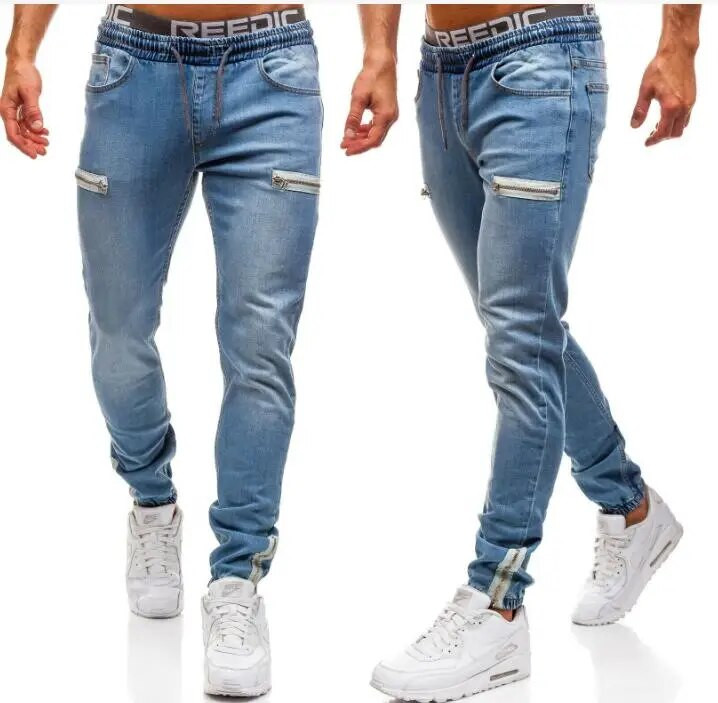 Vīriešu džinsu bikses džinsi ar rāvējslēdzēju.
