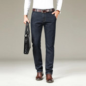 2024. gada pavasara un rudens, biezas, brīvas, taisnas caurules biznesa džinsi Vīriešu ikdienas biznesa bikses ar augstu jostasvietu