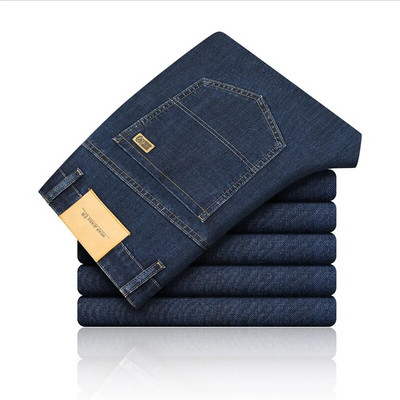 2024. gada pavasara un rudens, biezas, brīvas, taisnas caurules biznesa džinsi Vīriešu ikdienas biznesa bikses ar augstu jostasvietu