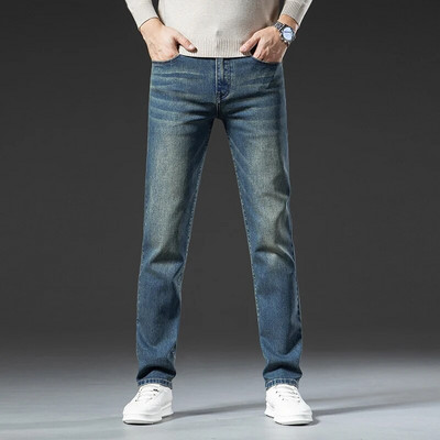 Sulee 2023. gada rudens un ziemas, jaunas, daudzpusīgas, retro stila vīriešu, taisnas, brīvas formas džinsi Modes korejiešu džinsa bikses