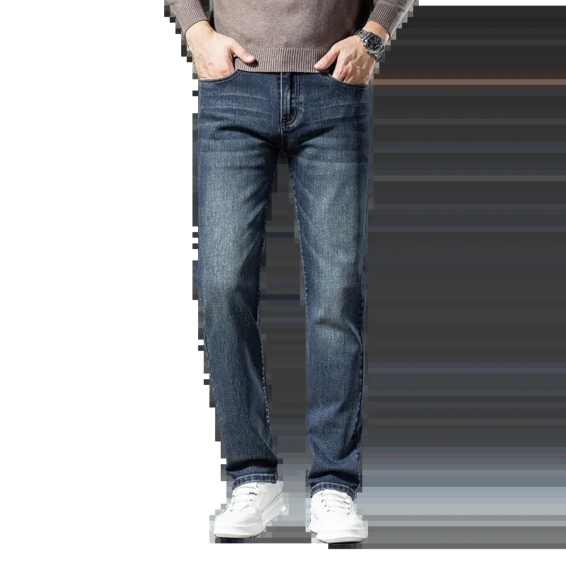 Sulee 2023. gada rudens un ziemas, jaunas, daudzpusīgas, retro stila vīriešu, taisnas, brīvas formas džinsi Modes korejiešu džinsa bikses